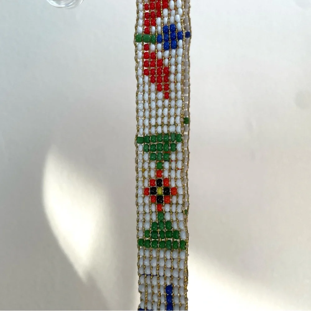 Vintage Handmade Native American Multi Color Seed Bead Stretch Headband